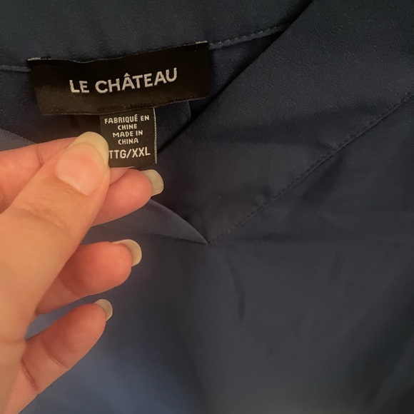 Le Chateau Blue Long Sleeve Blouse - Picture 2 of 3
